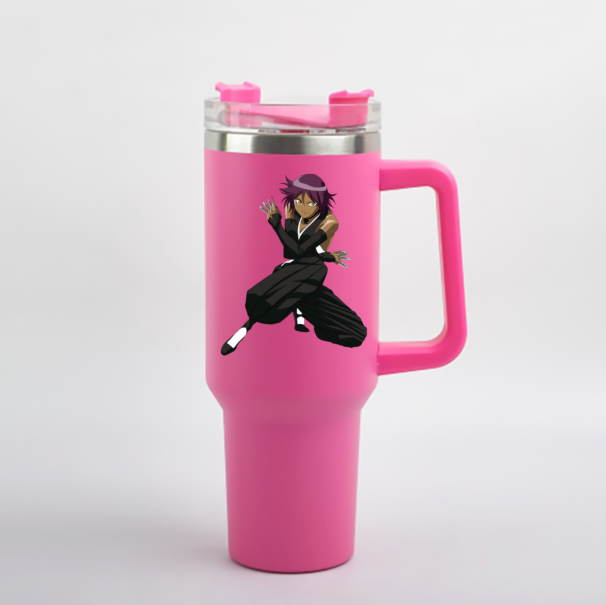 （画像用） ブリーチ 四楓院 夜一（しほういん よるいち） BLEACH Shihouin Yoruichi 1200mL車用タンブラー - クリスタルステッカー（プラスチックストロー付き）